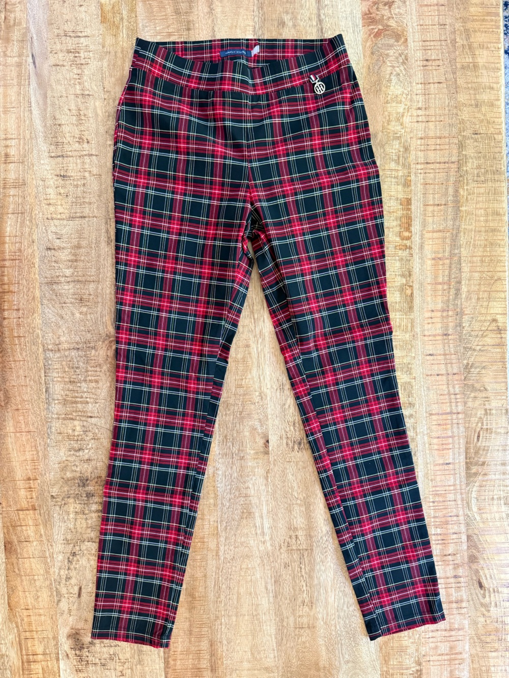 Tommy Hilfiger Red Black Plaid Tartan Pull-On Skinny Pants Size 4